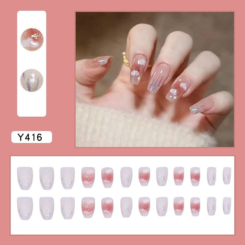 Thumbnail: 24pcs Lovely Girl Nail Art Wearable Press On Fake Nails Tips Full Finished Fals