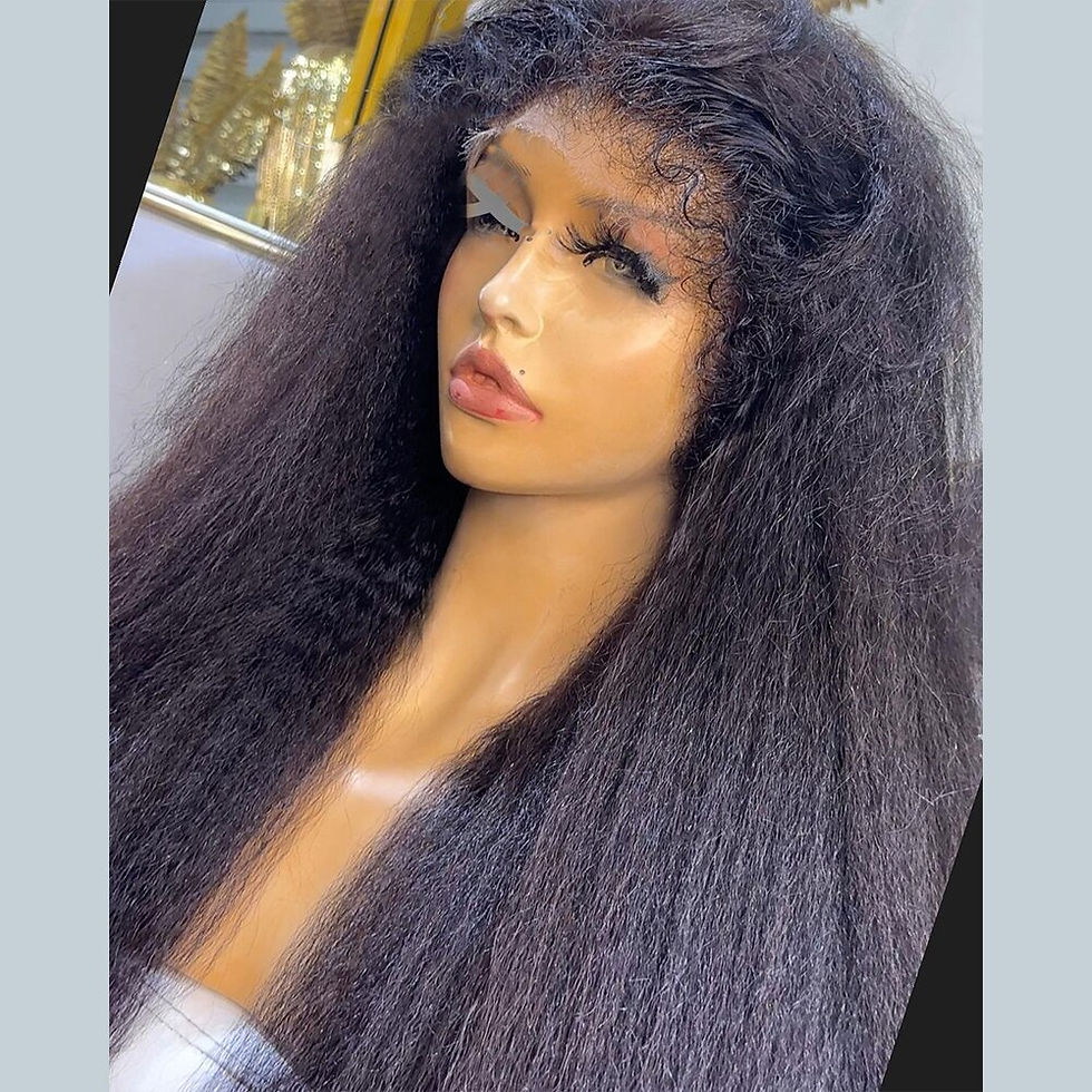 Thumbnail: Soft Natural Black Yaki Long 28inch 180Density Kinky Straight Deep Lace Front W