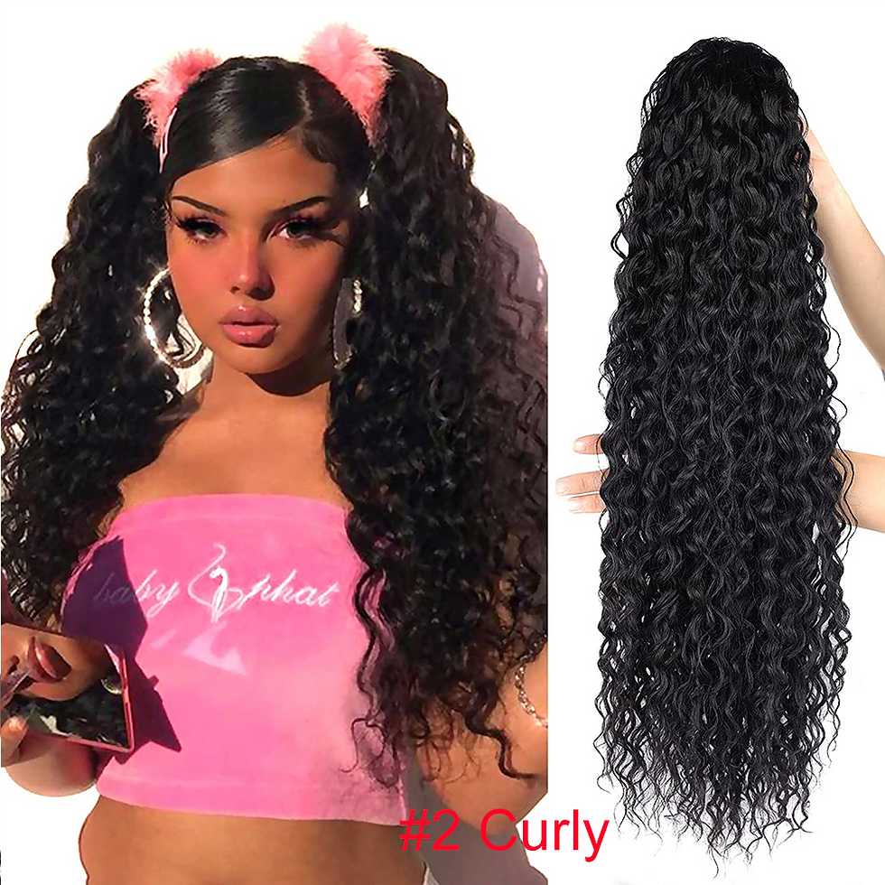 Thumbnail: Body Wave 24 Inch Long Ponytail Extension Drawstring Wavy Ponytail Synthetic He
