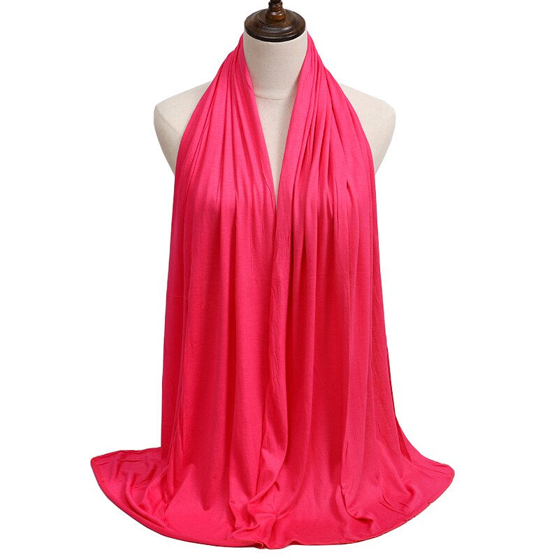 Thumbnail: Fashion Modal Cotton Jersey Hijab Scarf Long Muslim Shawl Plain Soft Turban Tie