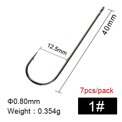 Thumbnail: Long Shank Fishing Hook High Carbon Steel AD-Sharp Ringed Forged Barbed Offset 