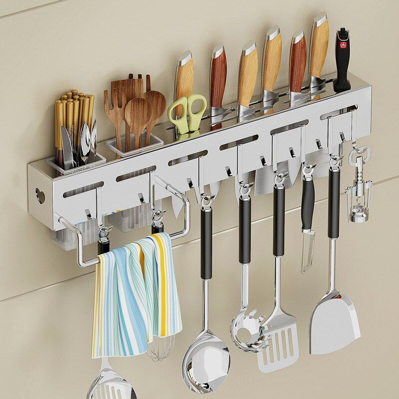 Kitchen Storage Rack Wall-Mounted Multifunctional Storage Knife Rack Detachable