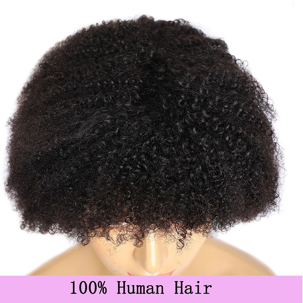 Thumbnail: Mongolian Afro Kinky Curly Human Hair Wigs Short Pixie Curl 150% Density Hair R