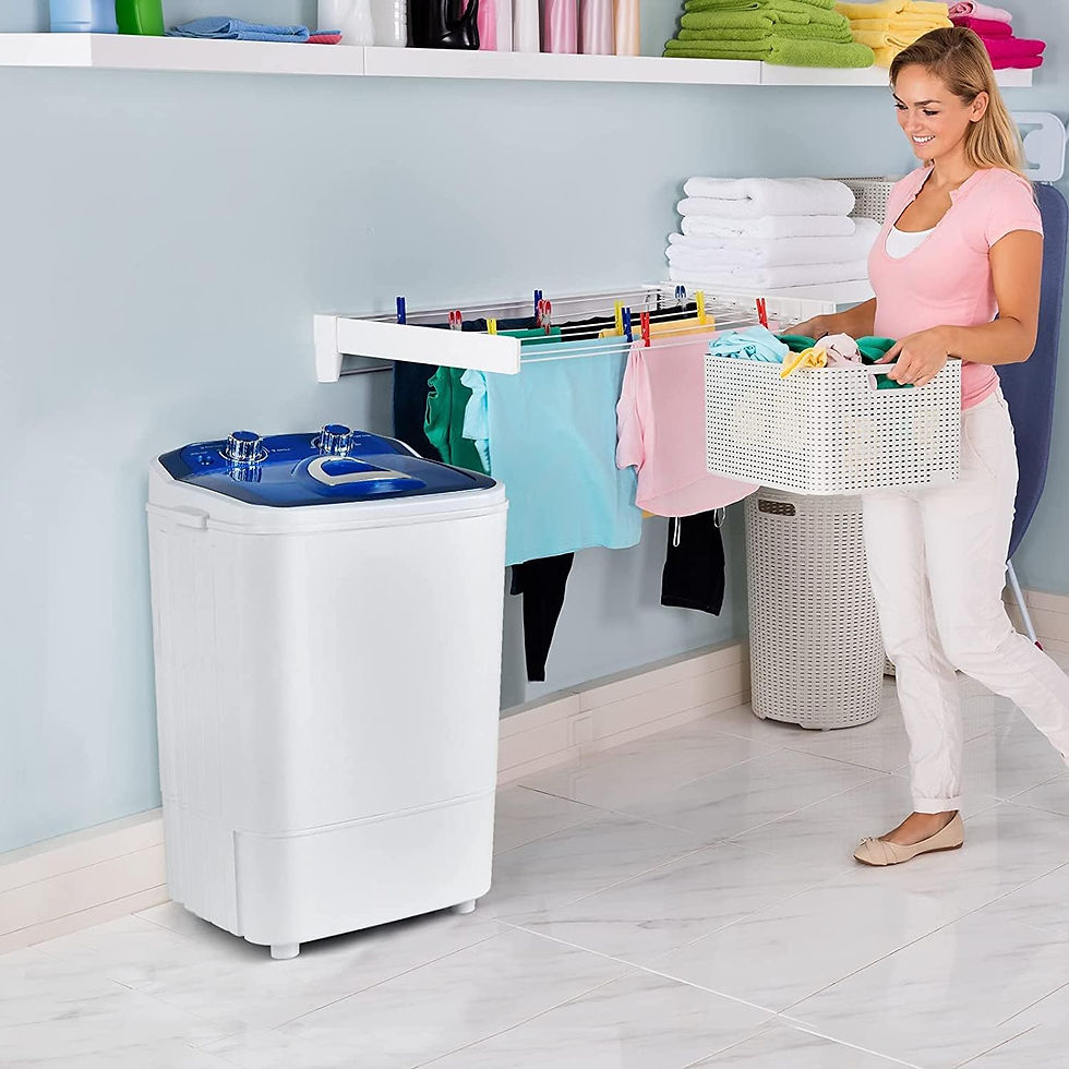 Thumbnail: MamaHome DF-X4608-Blue Washing Machine Small Semi-Automatic Compact Washer Spin