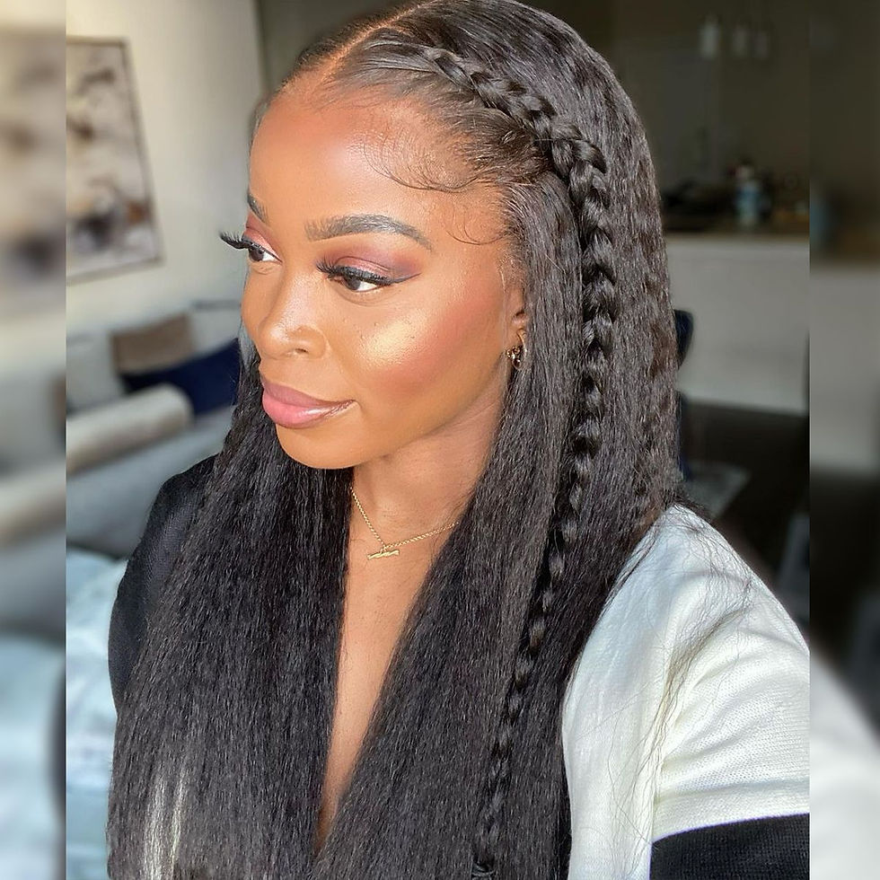 Thumbnail: Natural Black Soft Long 28inches 200Density Yaki Kinky Straight Deep Lace Front