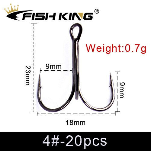 Thumbnail: FISH KING 20pcs/Pack Fishing Hook High Carbon Steel Black Nickel Super Sharp Tr