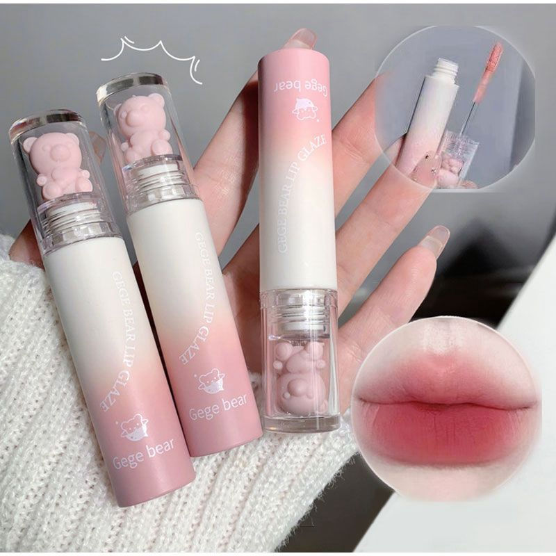 2023 Bear Velvet Lipstick Cute Lip Glaze Girl Pure Desire Casual Look Chestnut 