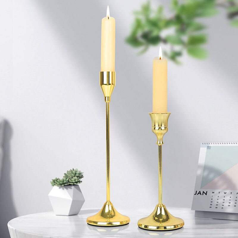 Thumbnail: 2Pcs/Set Nordic Light Luxury Metal Candlestick Simple Wedding Decoration Bar Pa