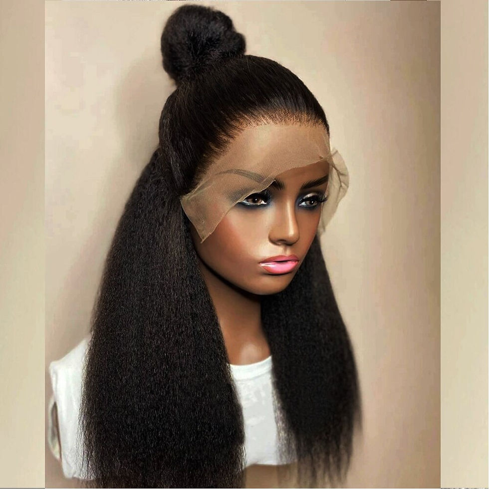 Thumbnail: Soft Long 28inches Natural Black 180Density Yaki Kinky Straight Deep Lace Front