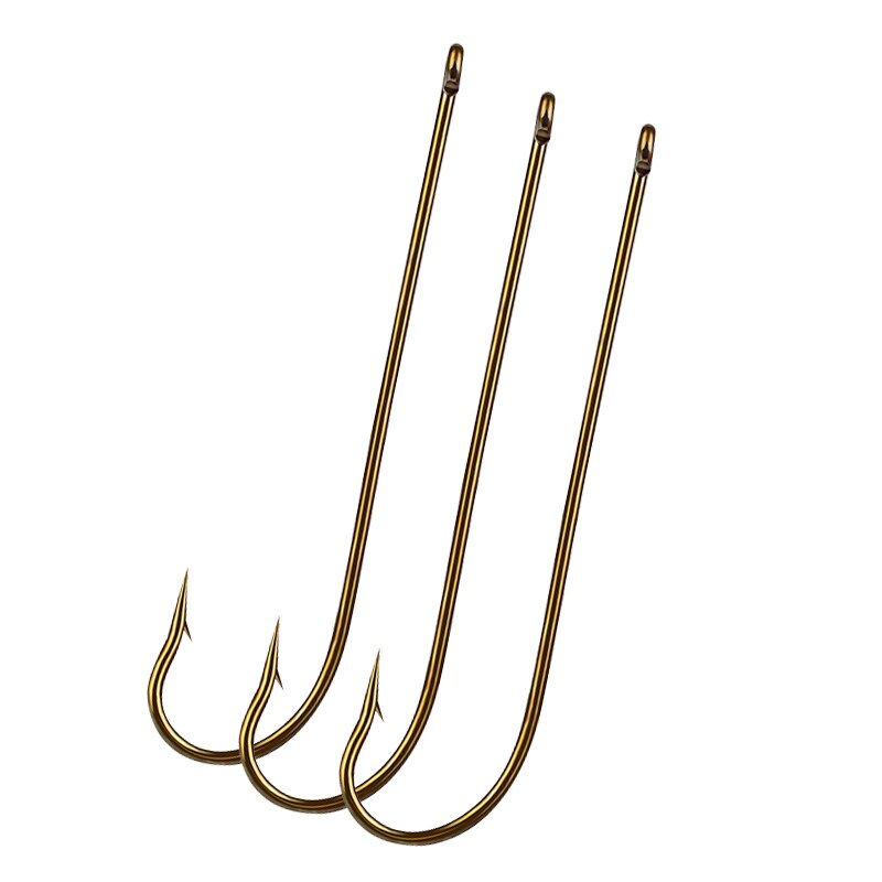 50PCS/lot High carbon steel hooks Metal long shank hooks Saltwater Fishing Hook