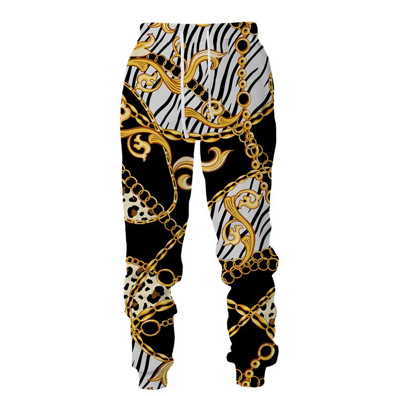 Thumbnail: Baroque Style 3D Printed Crown Golden Chain Hoodie/Pants/Suit Casual Men's Pull