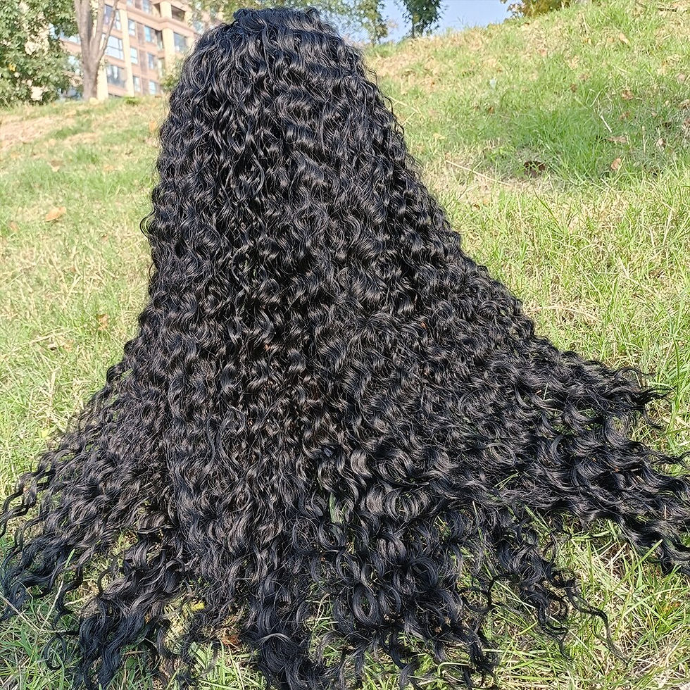 Thumbnail: Afro Kinky Curly Lace Wigs Long Hair Synthetic Natural Black Lace Wig Deep Part