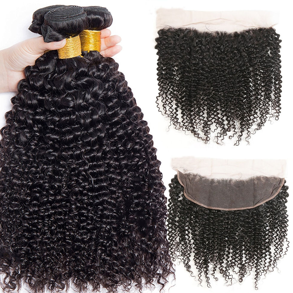 Thumbnail: 10A Malaysian Hair Bundles With Frontal Kinky Curly Bundles With Frontal Closur