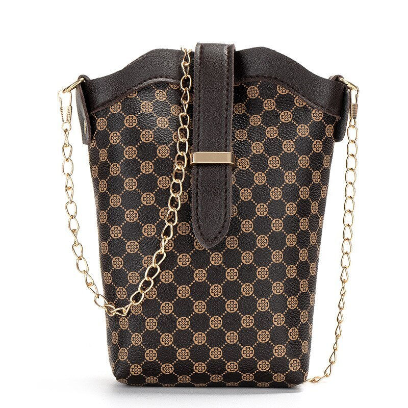 Thumbnail: 2023 New Brown Plaid Fashion Niche Casual One Shoulder Oblique Mini Small Bag T