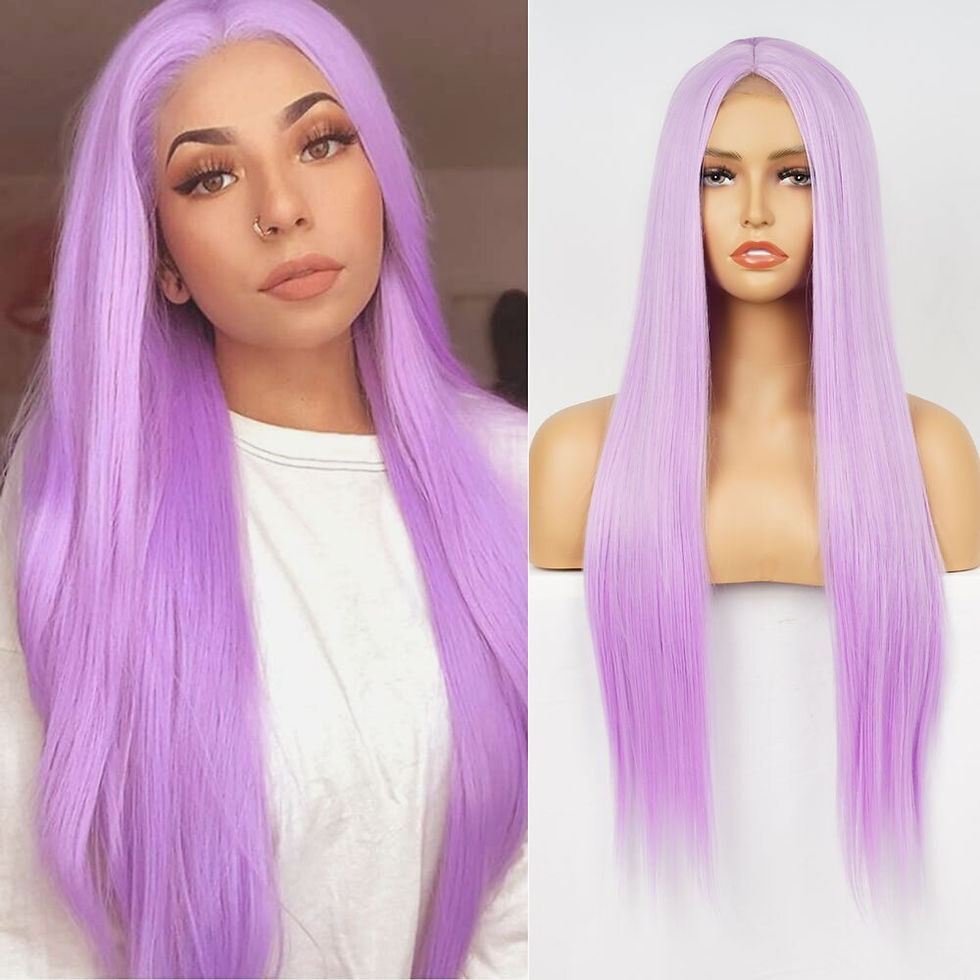 Thumbnail: Light Brown Synthetic Long Straight Wig Middle Part Natural Hairline Wig Highli