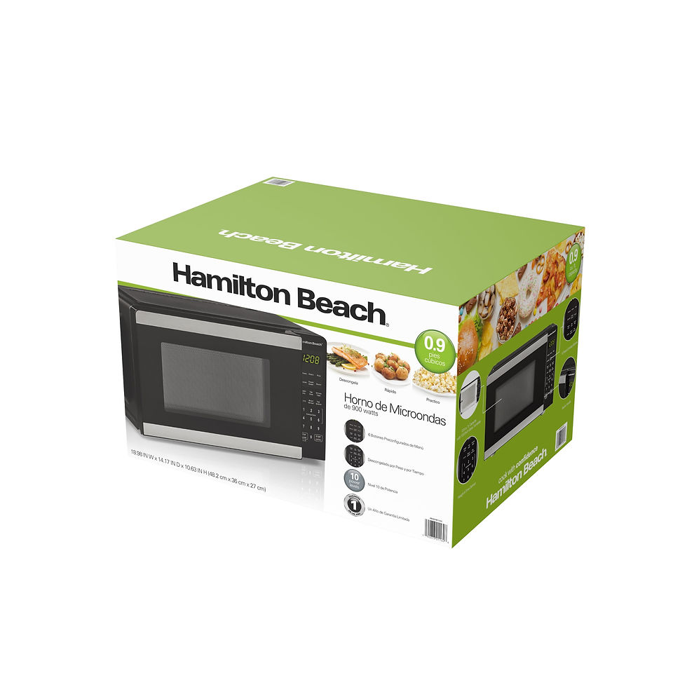 Thumbnail: Hamilton Beach 0.9 Cu ft Countertop Microwave Oven, 900 Watts, Stainless Steel,