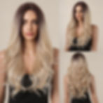 Thumbnail: Blonde Brown Ombre Long Wavy Lace Front Wigs for Women Natural Hairline Synthet