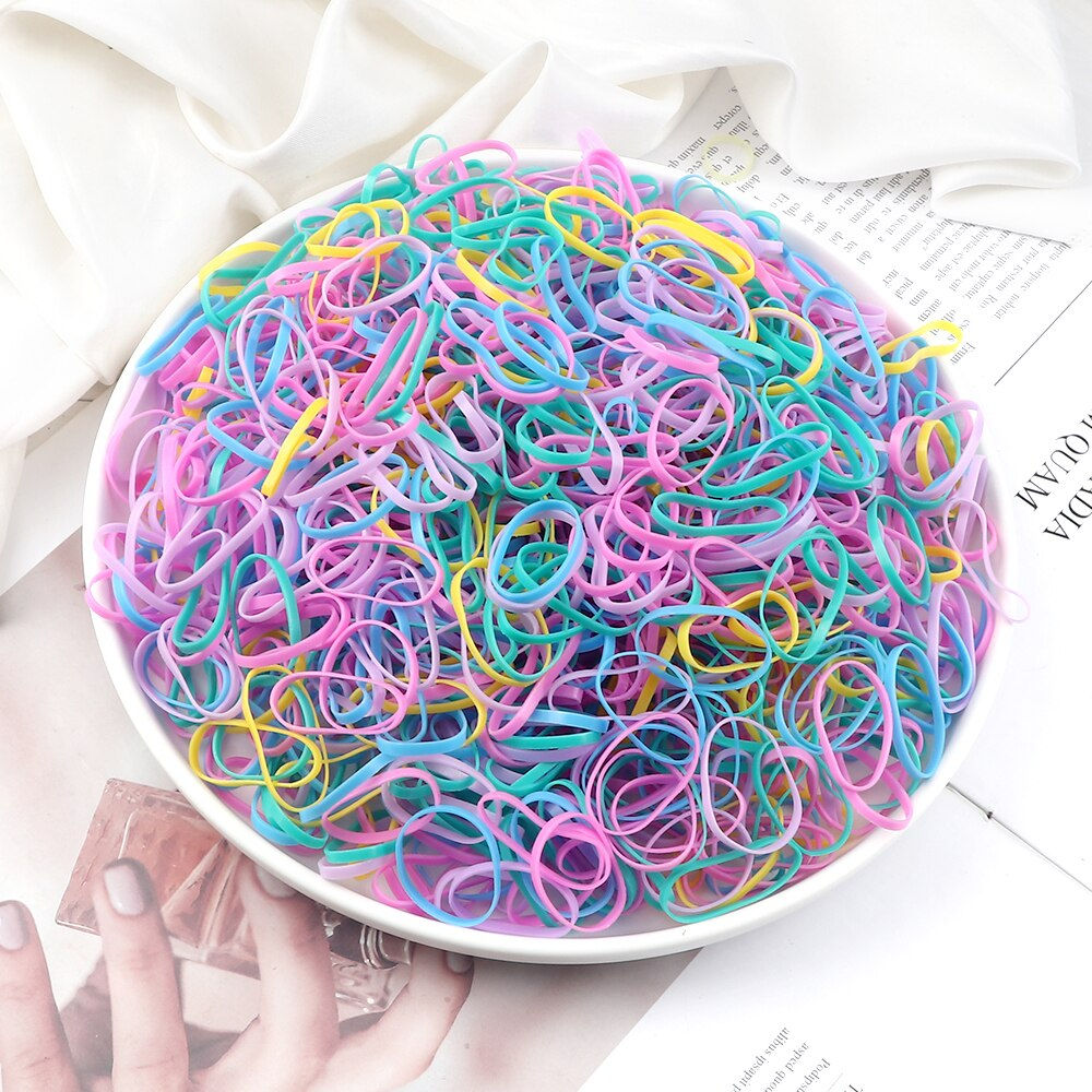 2000pcs/pack Baby Girls Disposable Small Rubber Bands Elastic Women Hair Band T