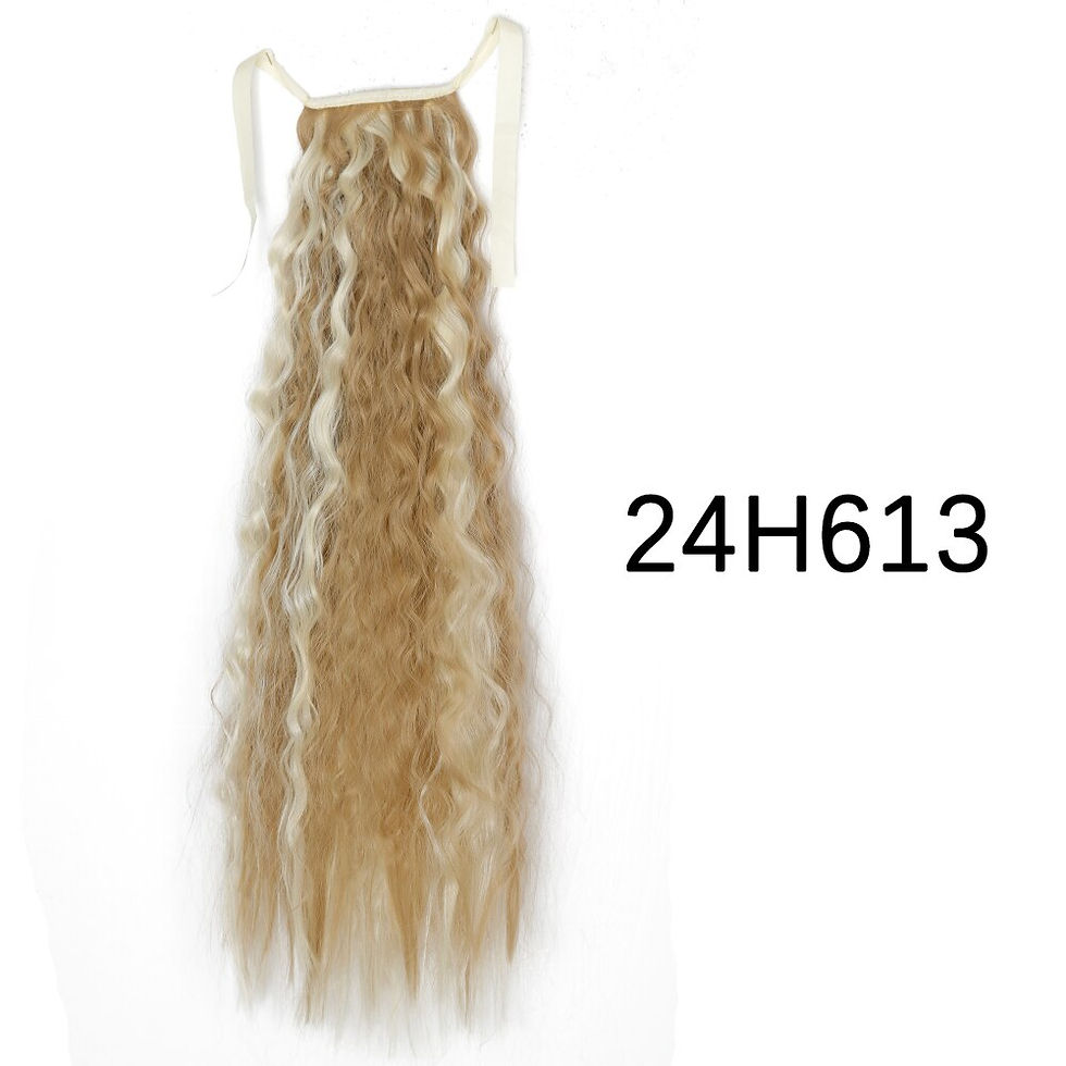 Thumbnail: Synthetic 85cm Long Wavy Ponytail Clip In Hair Extensions Wrap Around Corn Wavy