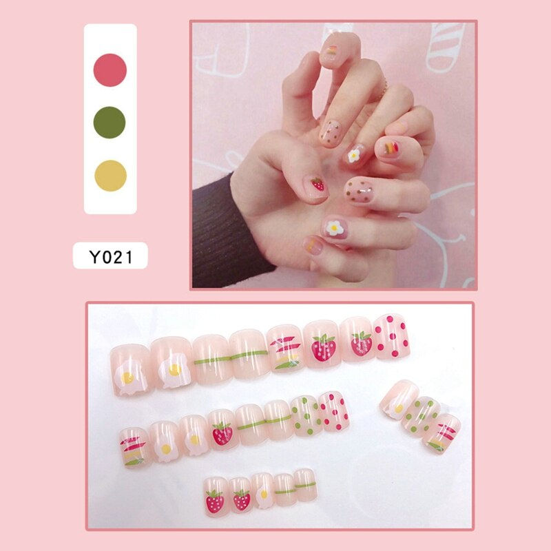 Thumbnail: 24pcs Lovely Girl Nail Art Wearable Press On Fake Nails Tips Full Finished Fals
