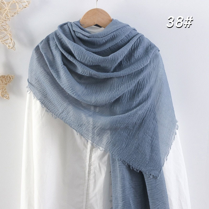 Thumbnail: 90x180cm Solid Colors Cotton Linen Large Scarf Black White Beige Red Blue Pink 