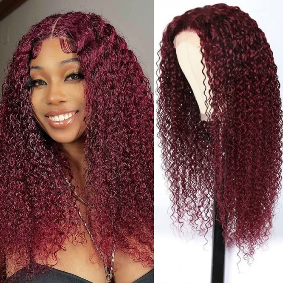 Thumbnail: 99J Red Kinky Curly Synthetic Lace Wigs For Women Pre Plucked With Baby Hair La