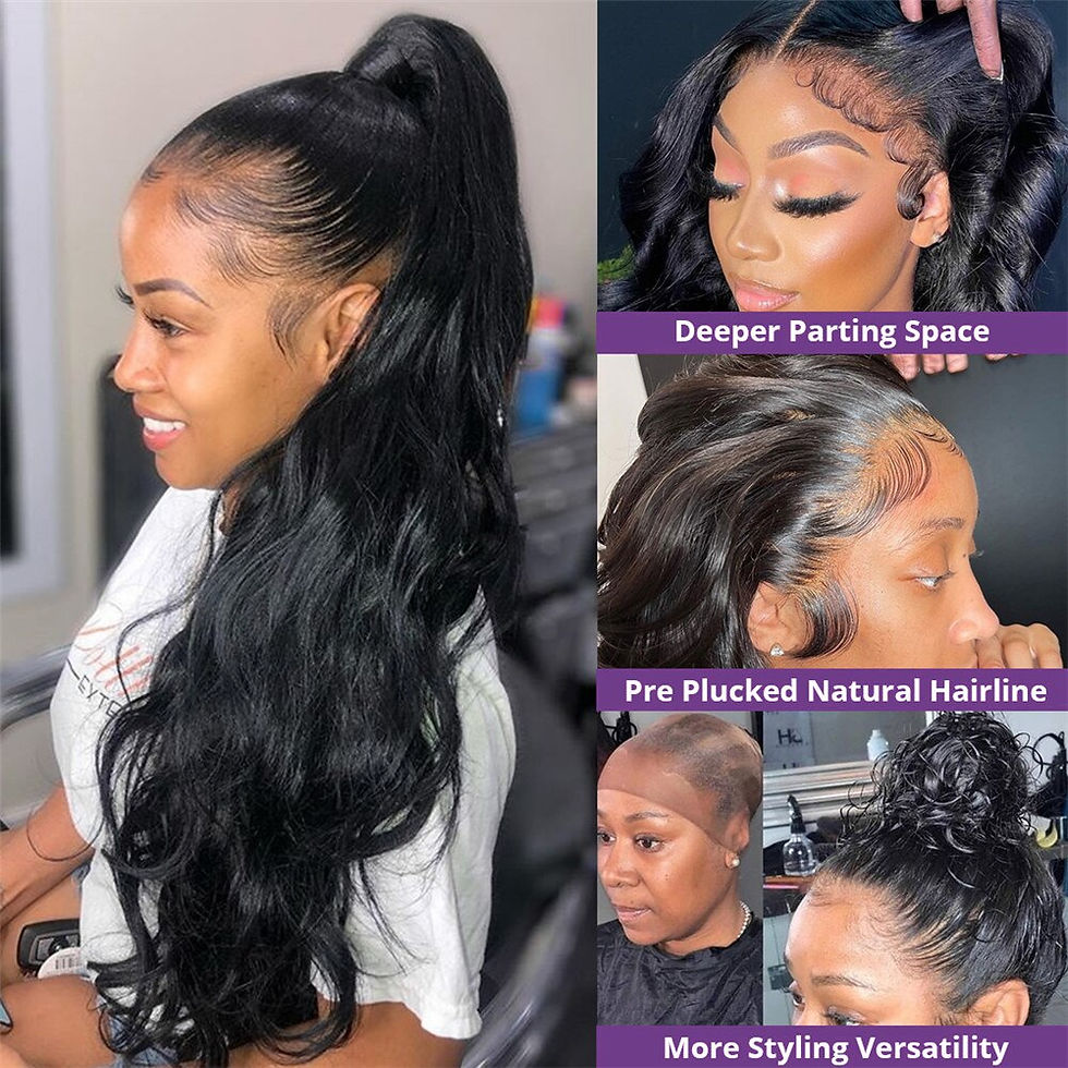 Thumbnail: Body Wave 360 Full 13x6 Hd Lace Frontal Wig Human Hair Pre Plucked Glueless Bra