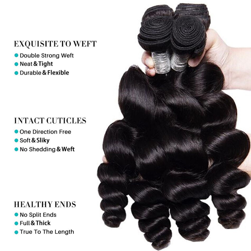 Thumbnail: Loose Wave Bundles Peruvian Hair Weave 1/3/4 Lot Cheveux Humain 100% Human Hair