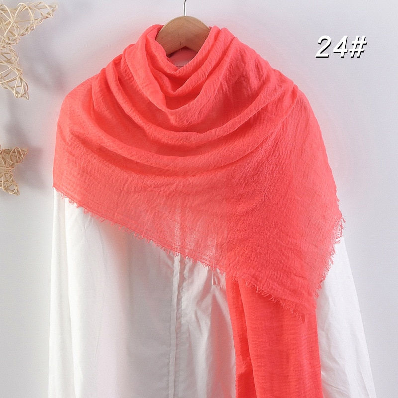 Thumbnail: 90x180cm Solid Colors Cotton Linen Large Scarf Black White Beige Red Blue Pink 