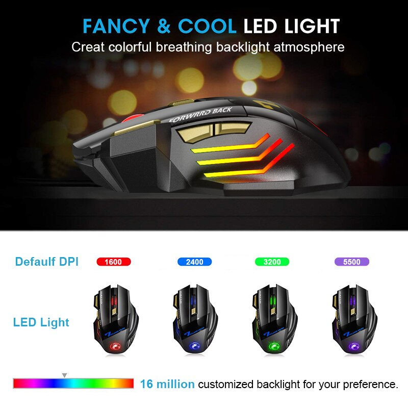 Thumbnail: New Rechargeable Wireless Mouse Gamer Gaming Mouse Computer Ergonomic Mause Wit