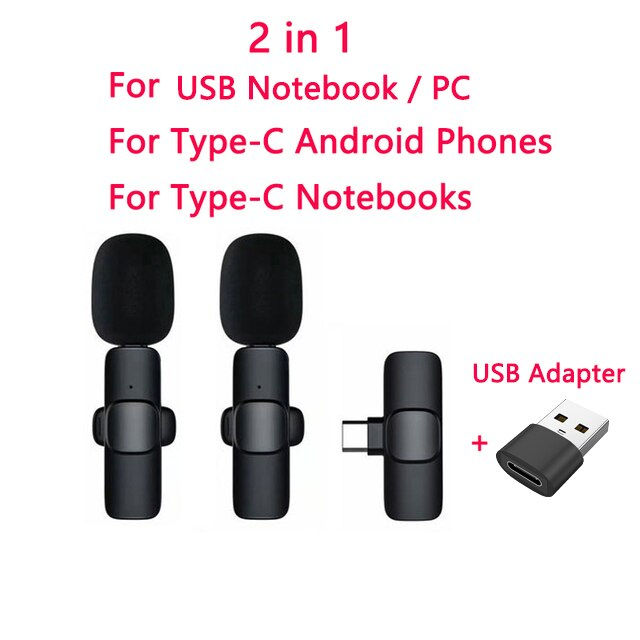 Thumbnail: Wireless Lavalier Microphone Audio Video Recording Mini Mic For iPhone iPad And