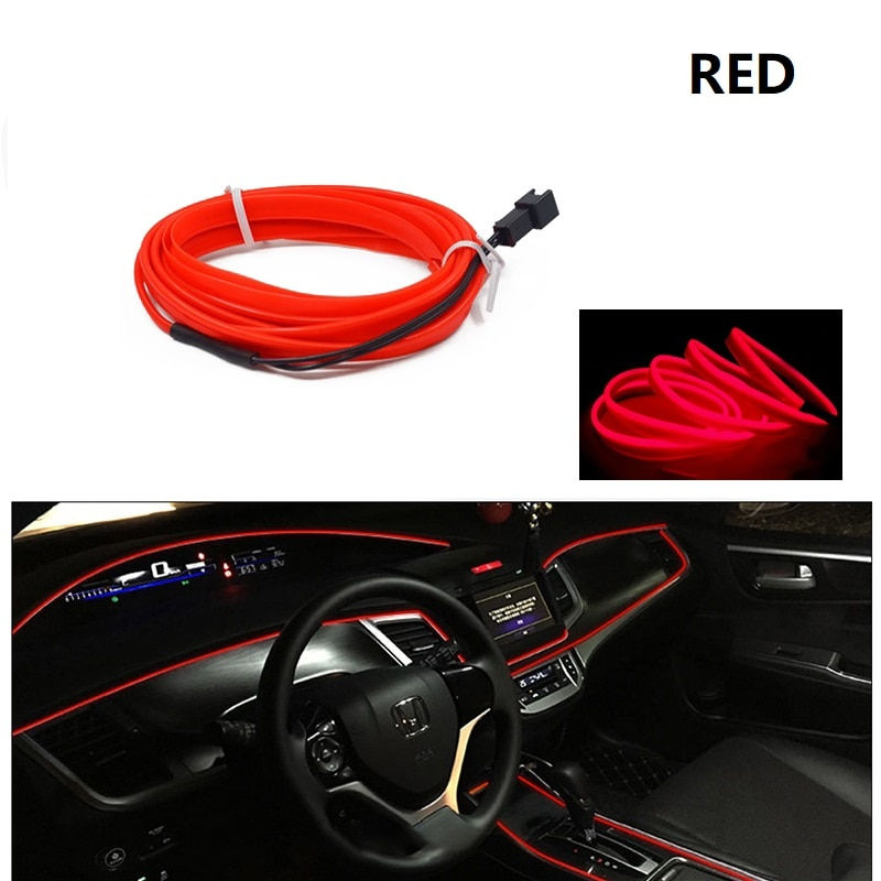 Thumbnail: 1M/3M/5M Car Interior Led Decorative Lamp EL Wiring Neon Strip For Auto DIY Fle
