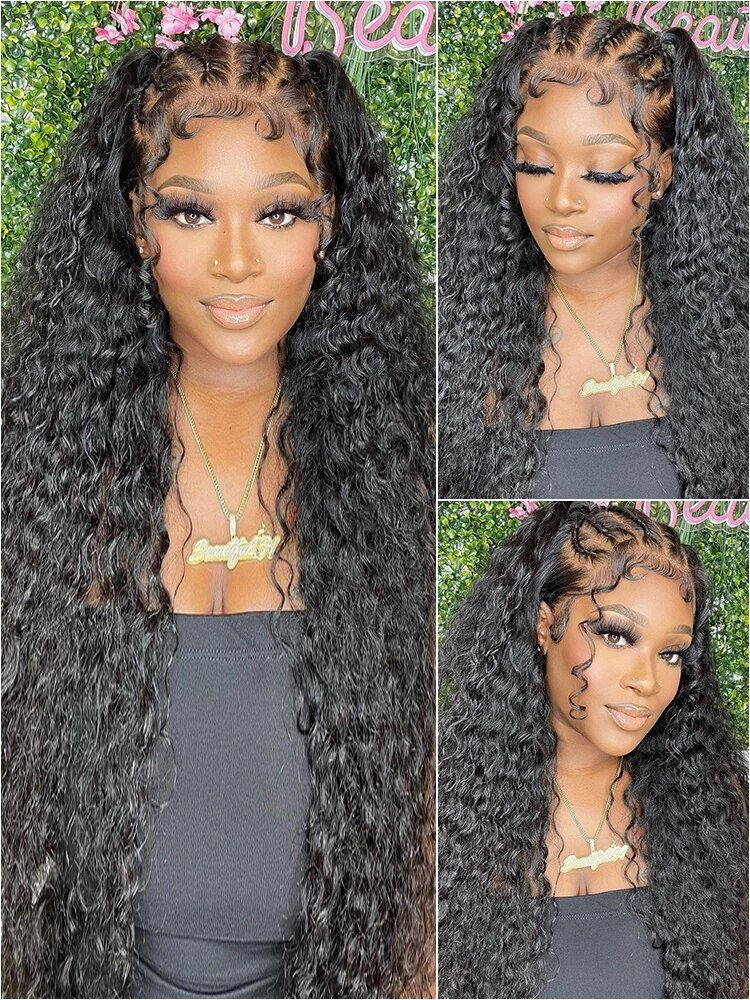 Thumbnail: 34inch Curly 13x4 Lace Front Human Hair Wigs For Women Brazilian Glueless Deep 