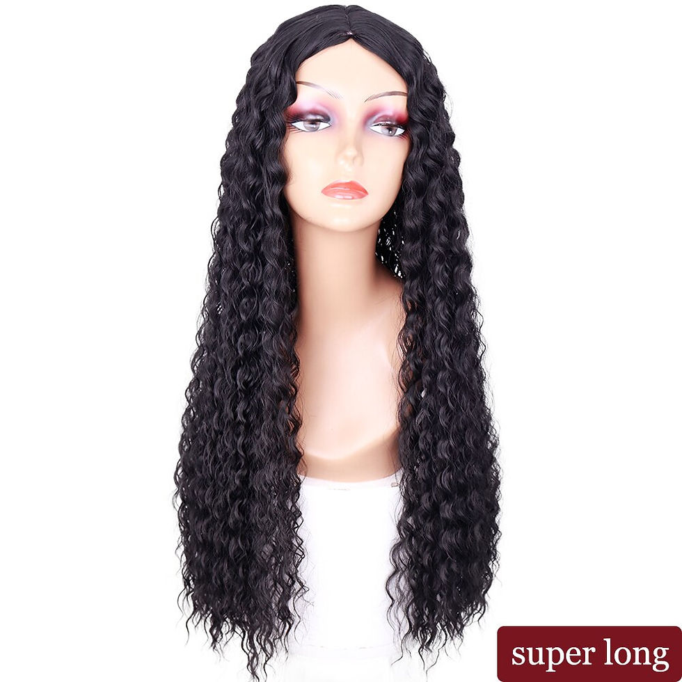 Thumbnail: Long Middle Part Synthetic Afro Kinky Curly Wigs for Black Women Cosplay Party 