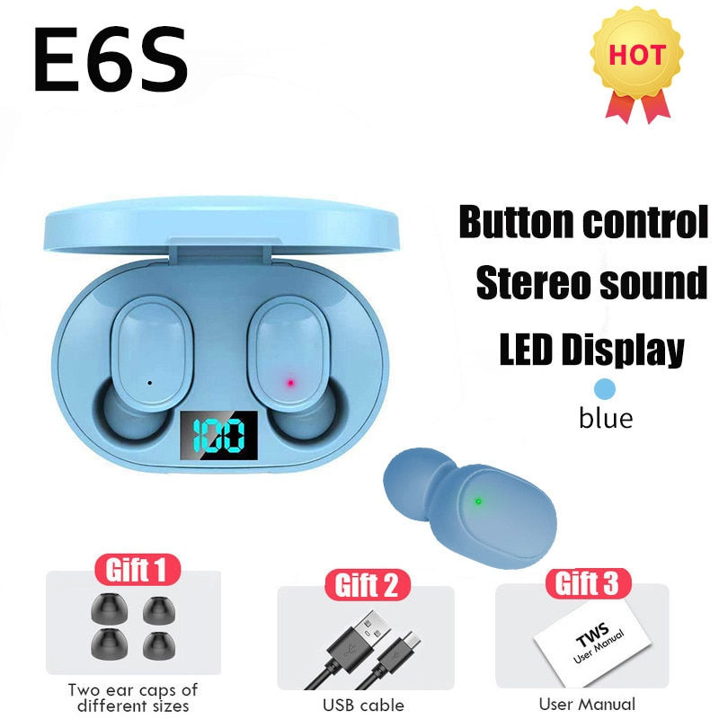 Thumbnail: TWS E6S Fone Bluetooth Earphones Wireless Headphones LED Display Noise Cancelli