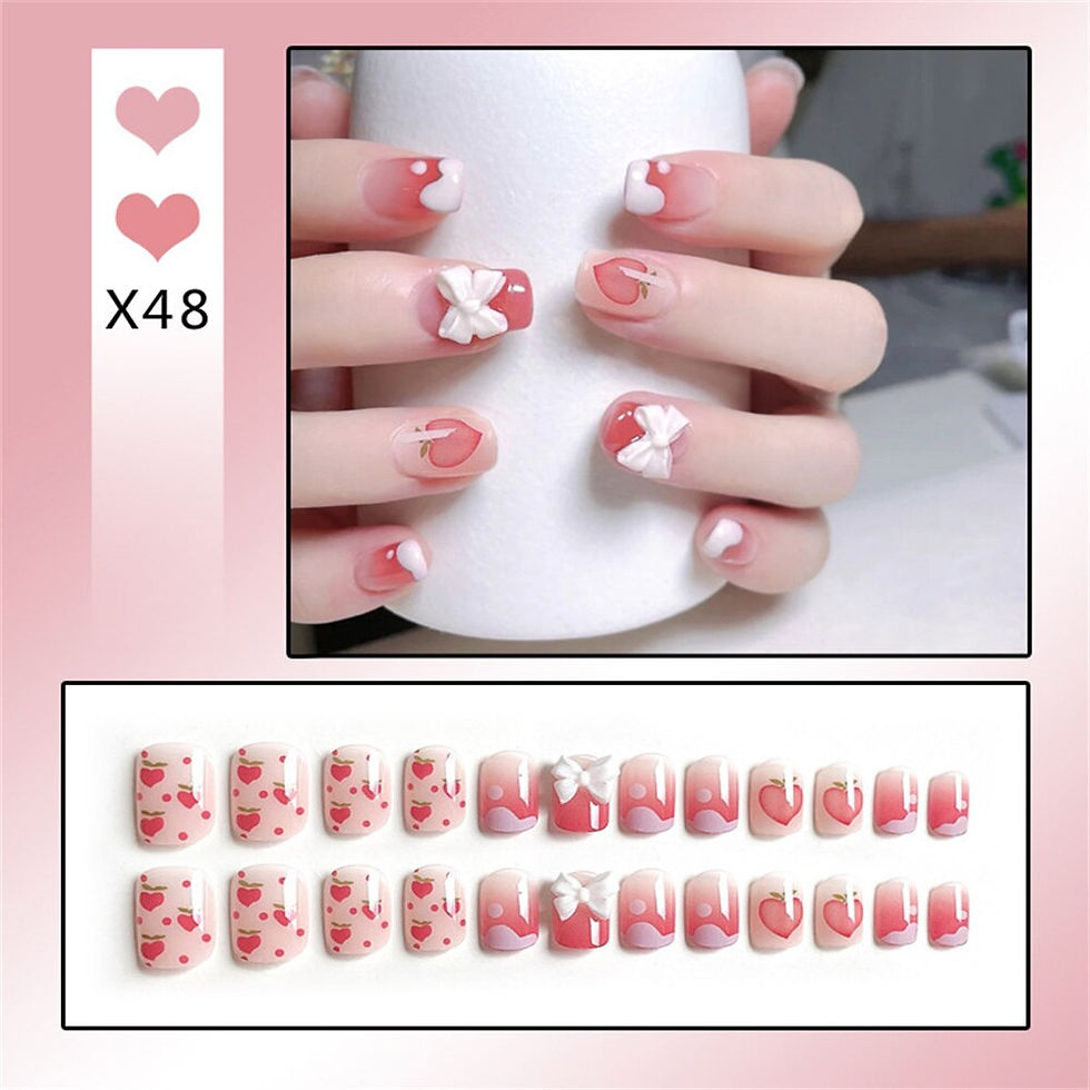 Thumbnail: 24Ps Childlike Fake Nails With Glue Cute Kawaii Personality Stick On Nails Fals