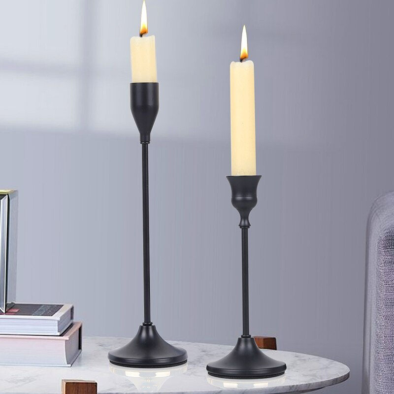Thumbnail: 2Pcs/Set Nordic Light Luxury Metal Candlestick Simple Wedding Decoration Bar Pa