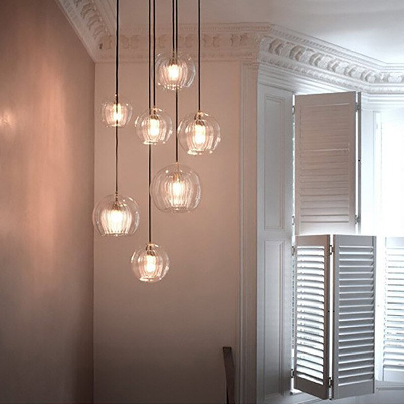 Thumbnail: Led Large Glass Ceiling Chandelier Hotel Restaurant Staircase Hanging Lamps for