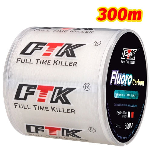 FTK Fluorocarbon Fishing Lure Line 300m 0.14mm-0.5mm 4.13lb-34.32lb Carbon Fibe
