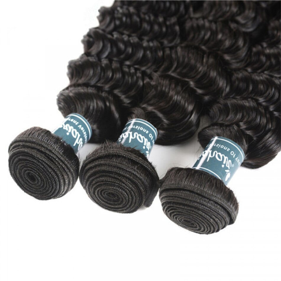 Thumbnail: 12A Deep Wave Bundles Deal 100% Unprocessed Brazilian Virgin Human Hair Weave E