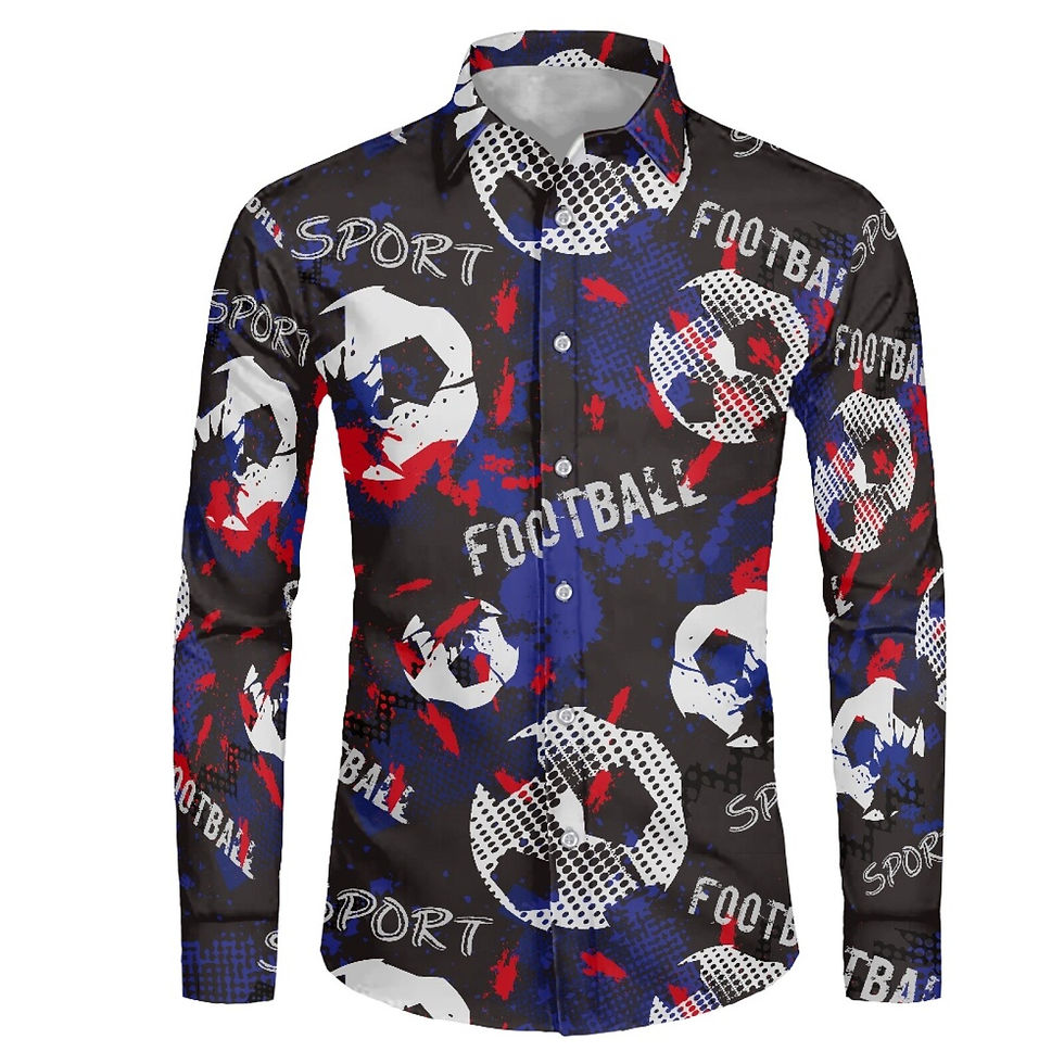 Thumbnail: Football Soccer Pattern Leisure Vacation Long-sleeved Brand Casual Shirts For M
