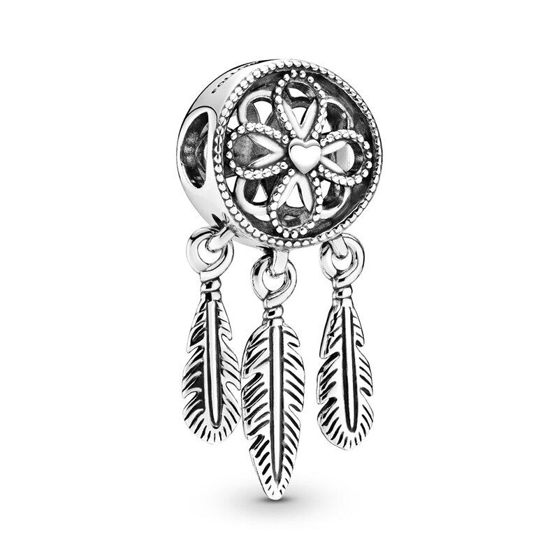 Thumbnail: 2Pcs New Hot Sale Silver Color Feather Star Hollow Heart Star Beads Fit Origina