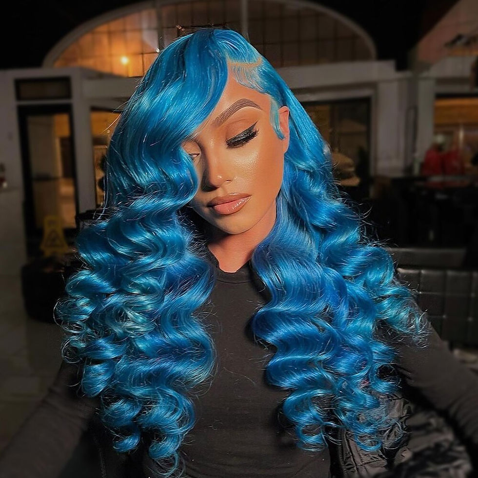 Thumbnail: Blue Wig 13x4 13x6 Deep Wave Lace Front Wig Transparent T Part  Lace Frontal Wi