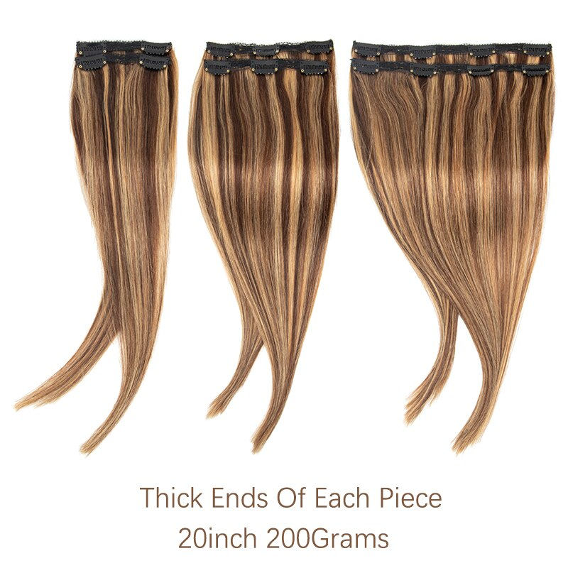 Thumbnail: Clip In Human Hair Extensions Machine Made Remy Clip Ins Full Head 12-24 inch  