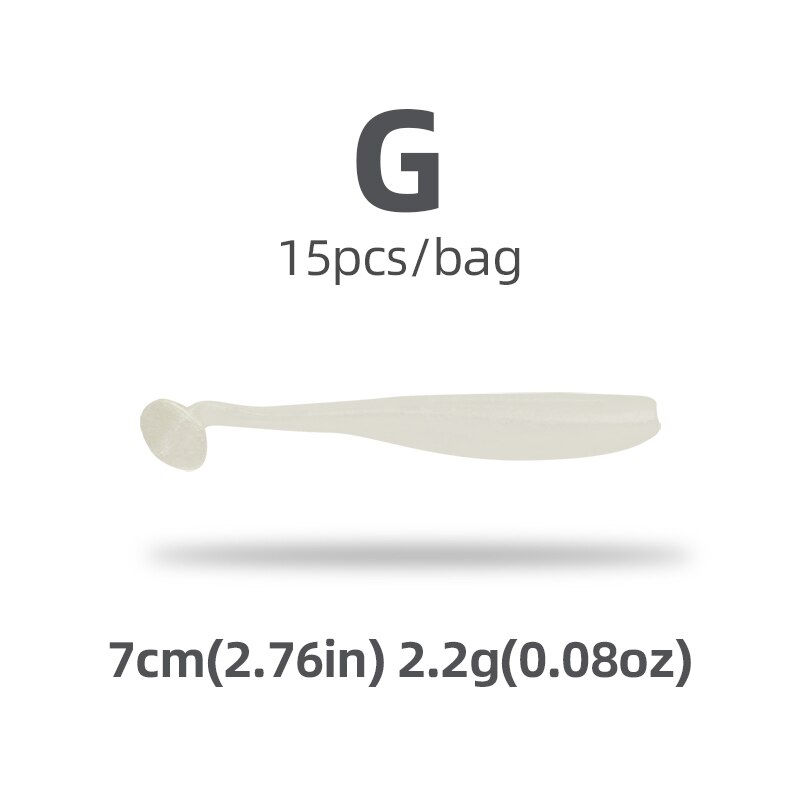 Thumbnail: HANDING PVC Material 5/7/9cm 15Pcs T-Tail Grub Worm Baits Fish Tackle Accessory