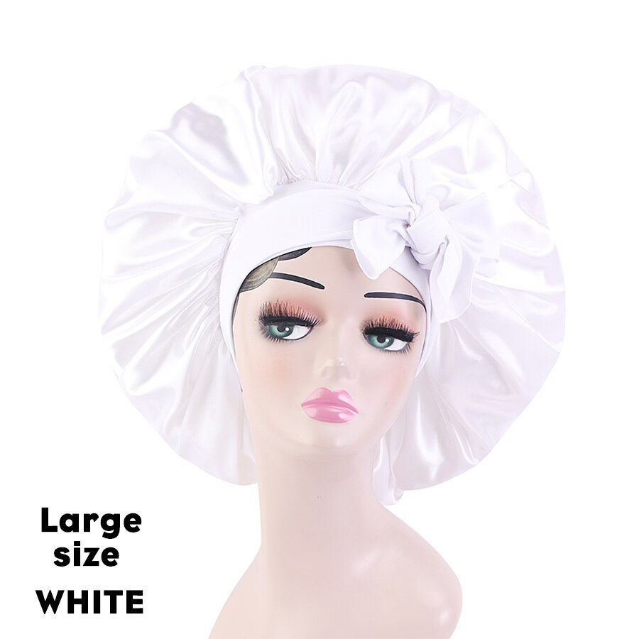 Thumbnail: Leeons Silk Sleeping Cap Night Hat Head Cover Bonnet Satin Cheveux Nuit For Cur