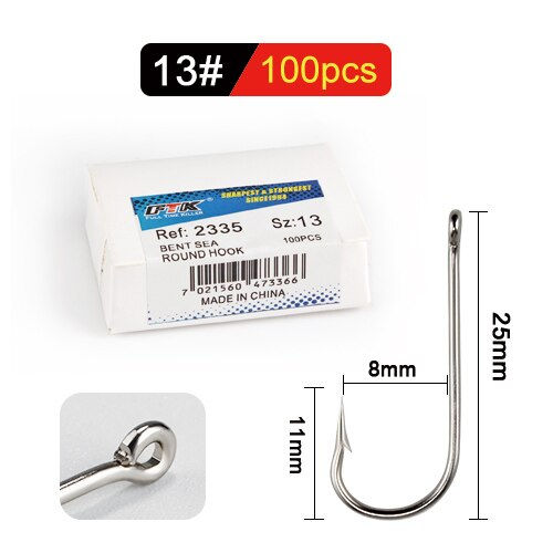 Thumbnail: FTK 10#-20# 100Pcs/Box Round Nickel Big Ringed Sea Hook BENT SEA Hooks From Nor