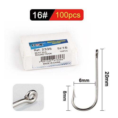 Thumbnail: FTK 10#-20# 100Pcs/Box Round Nickel Big Ringed Sea Hook BENT SEA Hooks From Nor