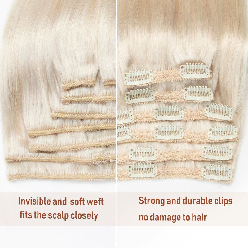 Thumbnail: Blonde Hair Extension Clip In Hair Extension Human Hair Natural Mega Hair Tic T
