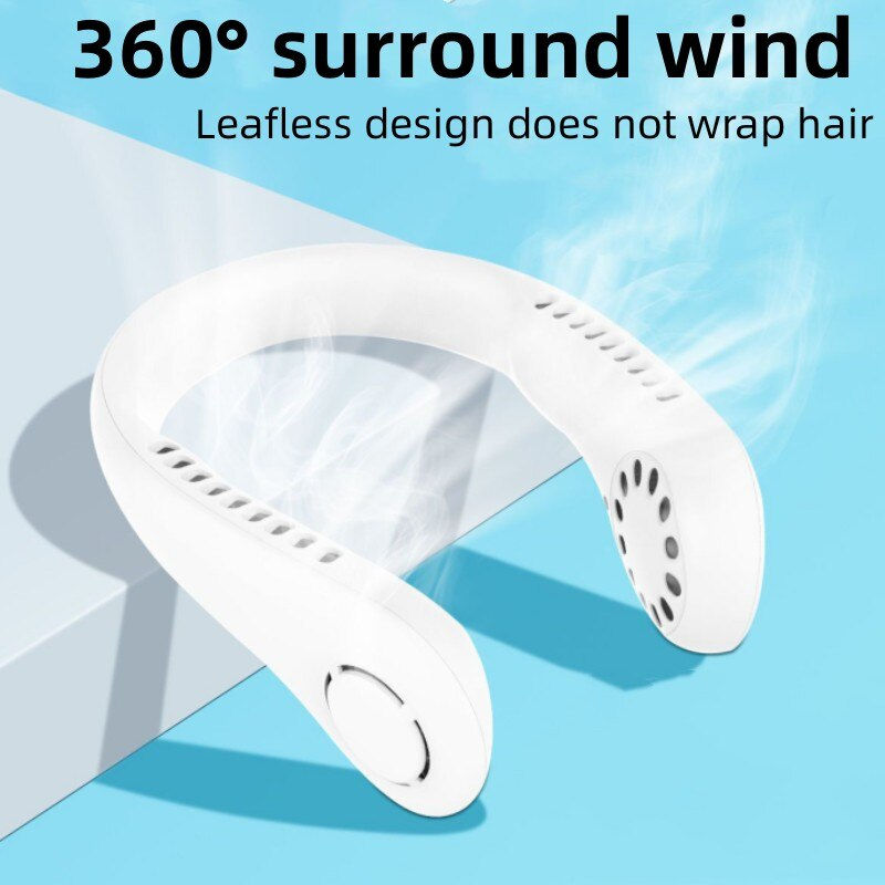 Thumbnail: 1PC Fan 1200mAh New Mini Neck Portable No Bladeless Hanging Neck Rechargeable A